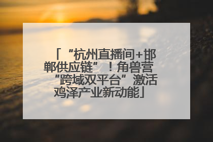 “杭州直播间+邯郸供应链”！角兽营“跨域双平台”激活鸡泽产业新动能