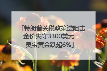 特朗普关税政策遭阻击金价失守3300美元 灵宝黄金跌超6%