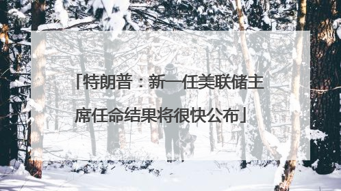 特朗普：新一任美联储主席任命结果将很快公布