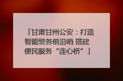 甘肃甘州公安：打造智能警务前沿哨 搭建便民服务“连心桥”