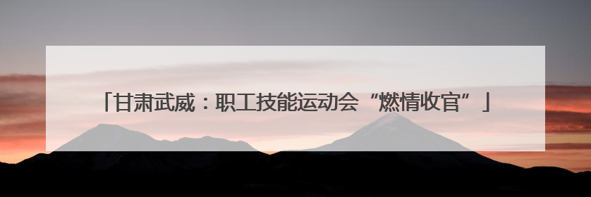 甘肃武威：职工技能运动会“燃情收官”