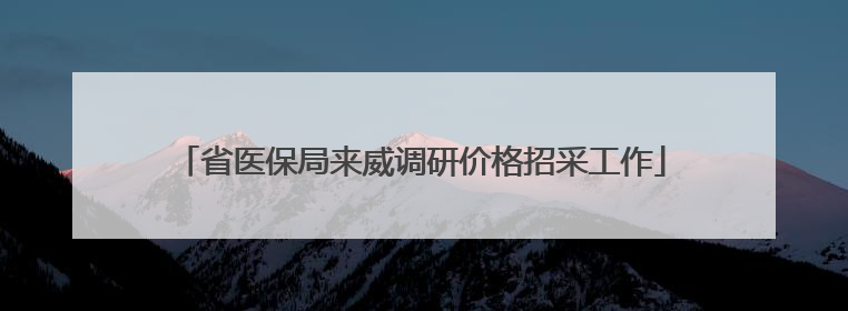 省医保局来威调研价格招采工作