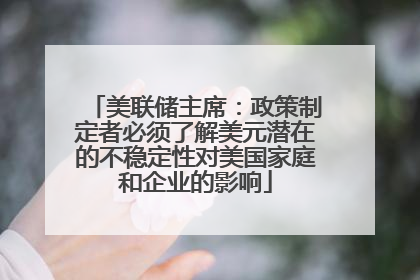 美联储主席：政策制定者必须了解美元潜在的不稳定性对美国家庭和企业的影响