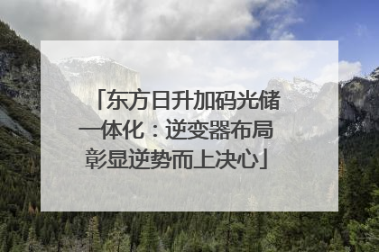 东方日升加码光储一体化：逆变器布局彰显逆势而上决心