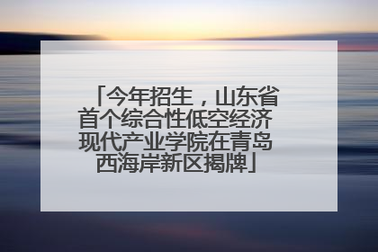 今年招生，山东省首个综合性低空经济现代产业学院在青岛西海岸新区揭牌