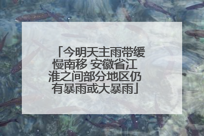 今明天主雨带缓慢南移 安徽省江淮之间部分地区仍有暴雨或大暴雨