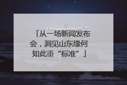 从一场新闻发布会，洞见山东缘何如此重“标准”