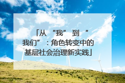 从 “我” 到 “我们”：角色转变中的基层社会治理新实践