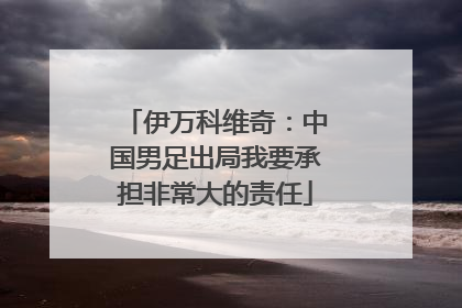 伊万科维奇：中国男足出局我要承担非常大的责任