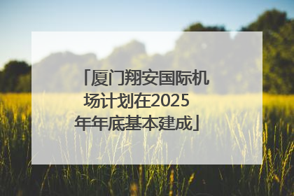厦门翔安国际机场计划在2025年年底基本建成