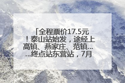 全程票价17.5元！泰山站始发，途经上高镇、燕家庄、范镇……终点站东营站，7月1日开通！