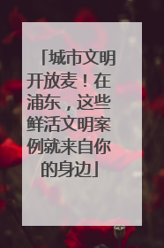 城市文明开放麦！在浦东，这些鲜活文明案例就来自你的身边