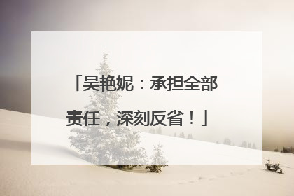 吴艳妮：承担全部责任，深刻反省！