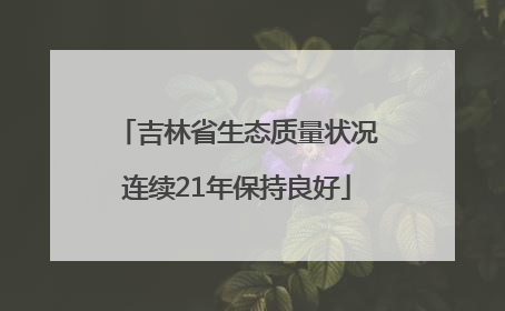 吉林省生态质量状况连续21年保持良好