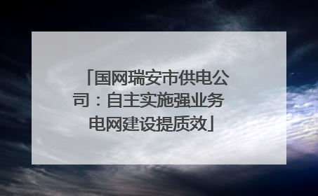 国网瑞安市供电公司：自主实施强业务 电网建设提质效