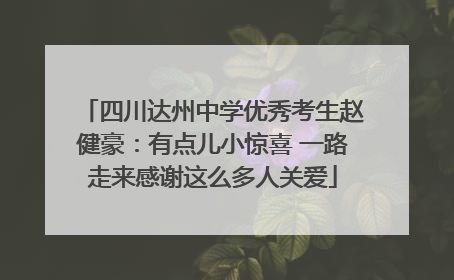 四川达州中学优秀考生赵健豪：有点儿小惊喜 一路走来感谢这么多人关爱