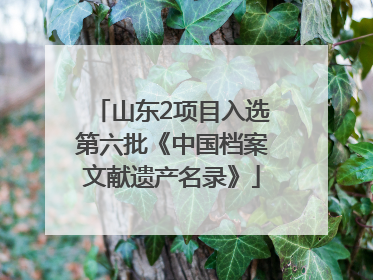 山东2项目入选第六批《中国档案文献遗产名录》