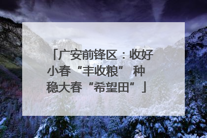 广安前锋区：收好小春“丰收粮” 种稳大春“希望田”