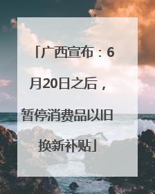 广西宣布：6月20日之后，暂停消费品以旧换新补贴