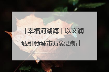 幸福河湖海丨以文润城引领城市万象更新