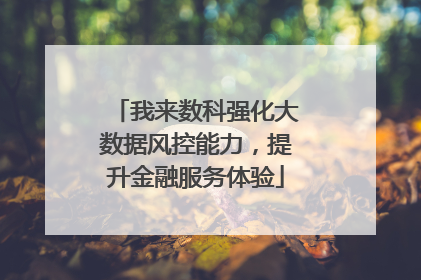 我来数科强化大数据风控能力，提升金融服务体验