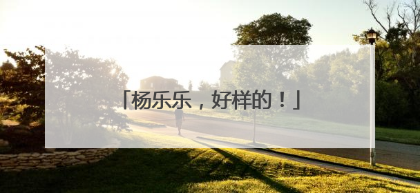 杨乐乐，好样的！