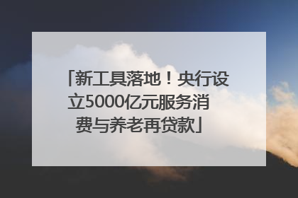 新工具落地！央行设立5000亿元服务消费与养老再贷款