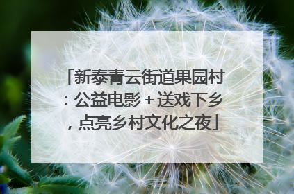 新泰青云街道果园村：公益电影＋送戏下乡，点亮乡村文化之夜