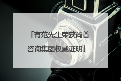 有范先生荣获尚普咨询集团权威证明