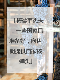 梅德韦杰夫：一些国家已准备好，向伊朗提供自家核弹头