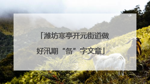 潍坊寒亭开元街道做好汛期“备”字文章