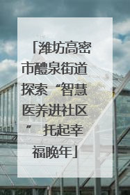 潍坊高密市醴泉街道探索“智慧医养进社区” 托起幸福晚年