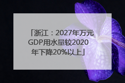 浙江：2027年万元GDP用水量较2020年下降20%以上