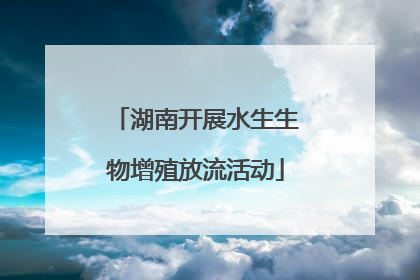 湖南开展水生生物增殖放流活动