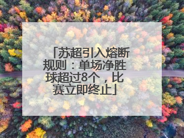 苏超引入熔断规则：单场净胜球超过8个，比赛立即终止