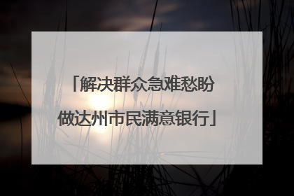 解决群众急难愁盼 做达州市民满意银行