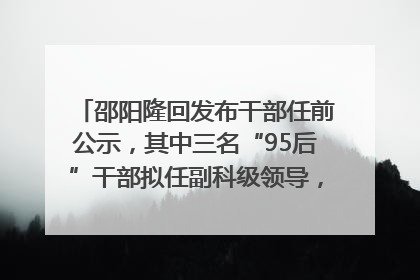 邵阳隆回发布干部任前公示，其中三名“95后”干部拟任副科级领导，均系硕士选调生