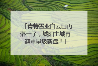青特置业白云山再落一子，城阳主城再迎重量级新盘！