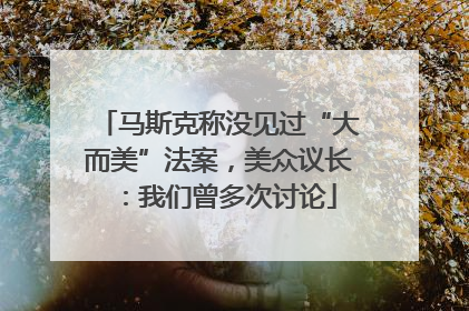 马斯克称没见过“大而美”法案，美众议长：我们曾多次讨论