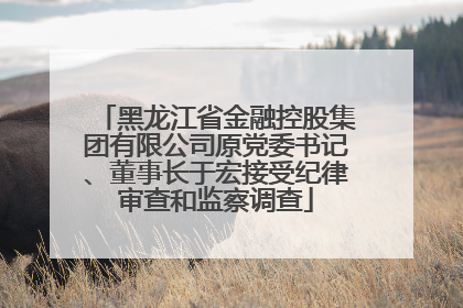 黑龙江省金融控股集团有限公司原党委书记、董事长于宏接受纪律审查和监察调查